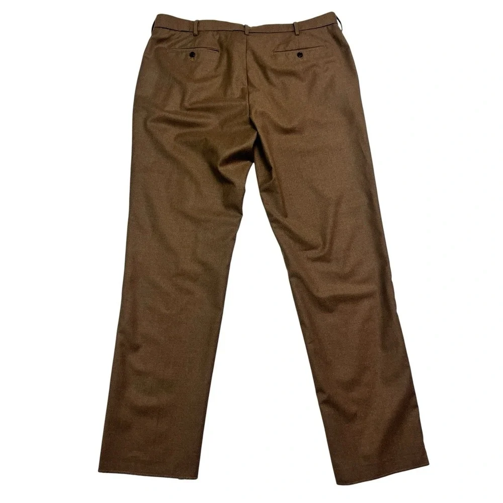 Banana Republic 40‎ Unhemmed Brown Marzotto Alta Flannel Wool Pants Trousers